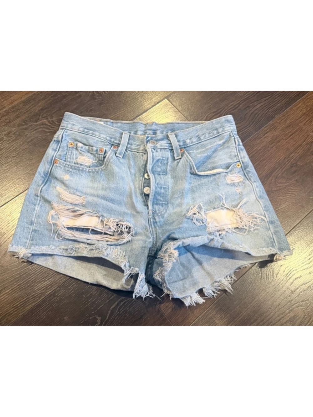 501 Women’s Denim Shorts W27 Distressed Raw Hem 1388